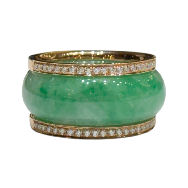 JR0308K - Jadeite with Diamond Jacket Ring Set in 18K Rose Gold Setting