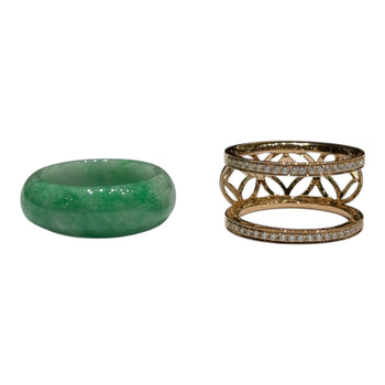JR0308K - Jadeite with Diamond Jacket Ring Set in 18K Rose Gold Setting