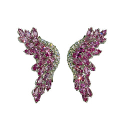 JE0203K - Marquise Pink Sapphire with Diamond Earrings Set in 14K White Gold Setting