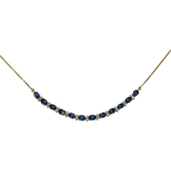 JN0036K - Blue Sapphire with Diamond Necklace Set in 18K Gold Setting