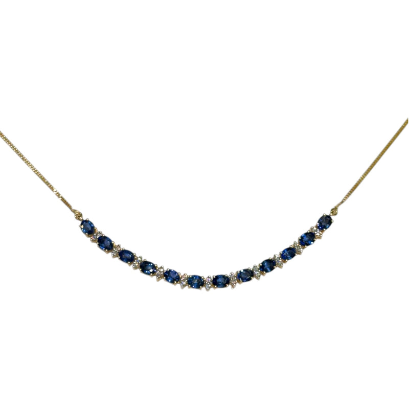 JN0036K - Blue Sapphire with Diamond Necklace Set in 18K Gold Setting