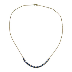 JN0036K - Blue Sapphire with Diamond Necklace Set in 18K Gold Setting