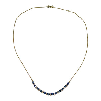 JN0036K - Blue Sapphire with Diamond Necklace Set in 18K Gold Setting
