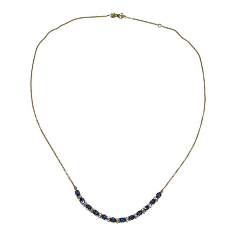 JN0036K - Blue Sapphire with Diamond Necklace Set in 18K Gold Setting