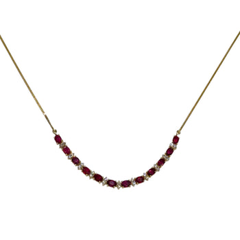 JN0037K - Ruby with Diamond Necklace Set in 18K Gold Setting