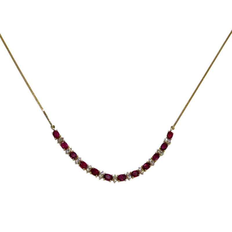 JN0037K - Ruby with Diamond Necklace Set in 18K Gold Setting