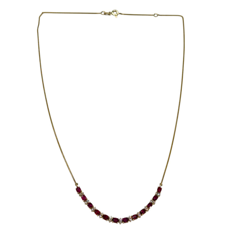 JN0037K - Ruby with Diamond Necklace Set in 18K Gold Setting