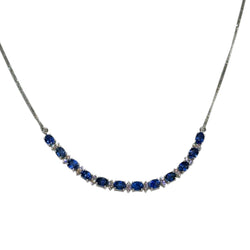JN0038K - Blue Sapphire with Diamond Necklace Set in 18K White Gold Setting