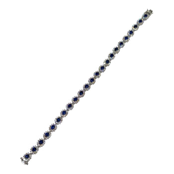 JB0071K - Blue Sapphire with Diamond Bracelet Set in 18K White Gold Setting