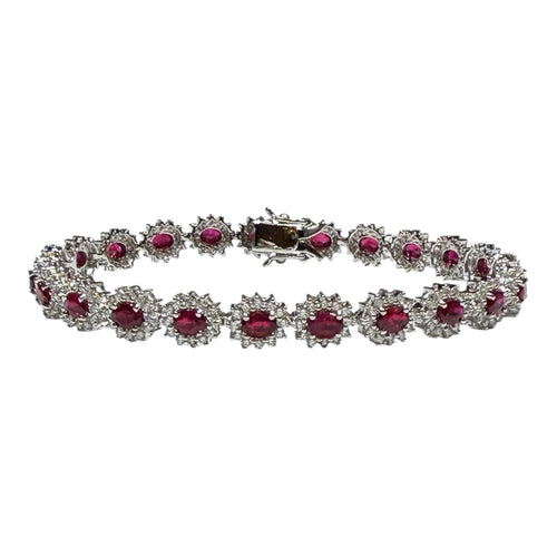 JB0072K - Ruby with Diamond Bracelet Set in 18K White Gold Setting