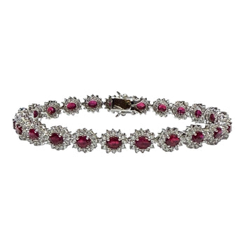 JB0072K - Ruby with Diamond Bracelet Set in 18K White Gold Setting