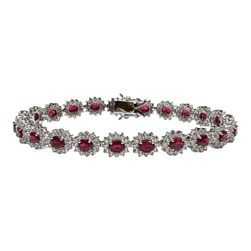 JB0072K - Ruby with Diamond Bracelet Set in 18K White Gold Setting