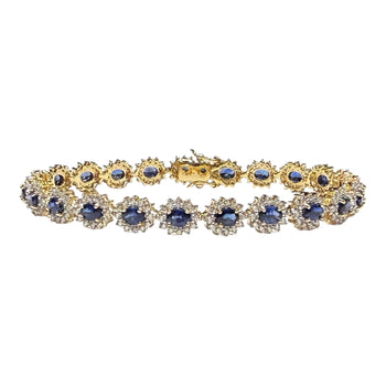 JB0073K - Blue Sapphire with Diamond Bracelet Set in 18K Gold Setting