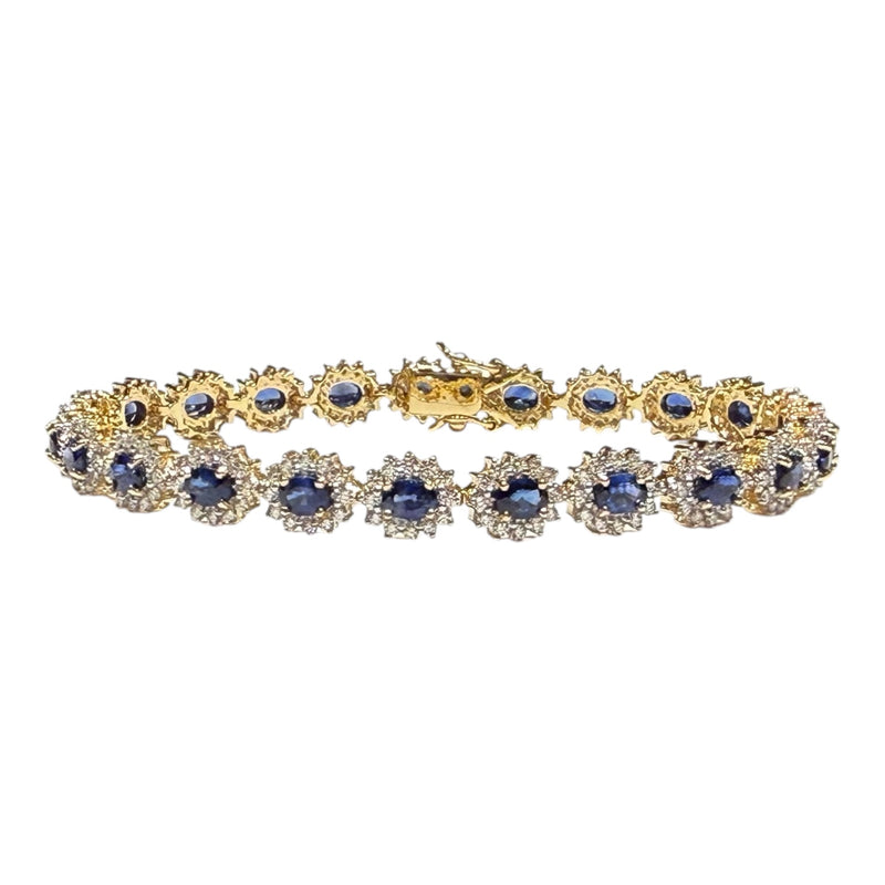 JB0073K - Blue Sapphire with Diamond Bracelet Set in 18K Gold Setting