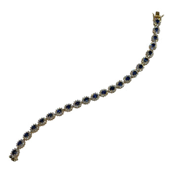 JB0073K - Blue Sapphire with Diamond Bracelet Set in 18K Gold Setting