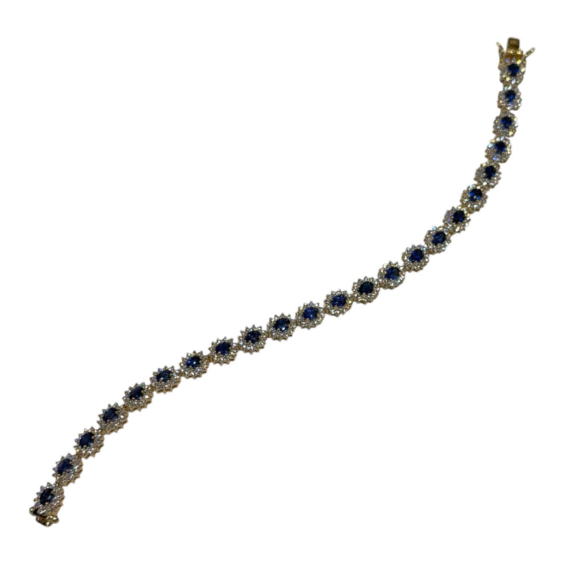 JB0073K - Blue Sapphire with Diamond Bracelet Set in 18K Gold Setting