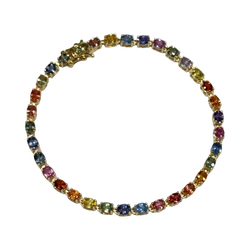 JB0087K - Multi Color Sapphire Tennis Bracelet set in 14K Gold Setting