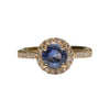JR0311K - Blue Sapphire and Diamond Ring set in 18K Rose Gold Setting