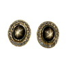 JE0520RK - Black Star Sapphire with Diamond Earrings Set in 18K Gold Setting