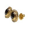 JE0520RK - Black Star Sapphire with Diamond Earrings Set in 18K Gold Setting
