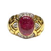 JR0538MK - Cabuchon Ruby and Diamond Ring Set in 18K Gold Setting