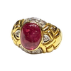 JR0538MK - Cabuchon Ruby and Diamond Ring Set in 18K Gold Setting