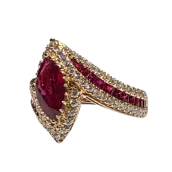 JR0314K - Ruby and Diamond Ring Set in 18K Rose Gold Setting