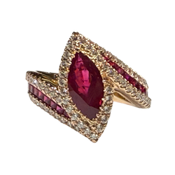 JR0314K - Ruby and Diamond Ring Set in 18K Rose Gold Setting