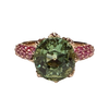 JR0313K - Mint Green Tourmaline with Ruby & Pink Sapphire Ring Set in 18K Rose Gold Setting