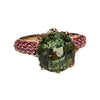 JR0313K - Mint Green Tourmaline with Ruby & Pink Sapphire Ring Set in 18K Rose Gold Setting