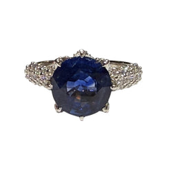 JR0312K - Blue Sapphire and Diamond Ring Set in Platinum Setting