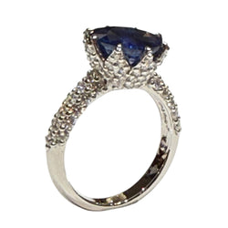 JR0312K - Blue Sapphire and Diamond Ring Set in Platinum Setting