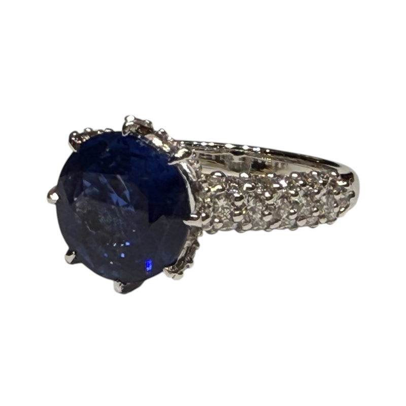 JR0312K - Blue Sapphire and Diamond Ring Set in Platinum Setting