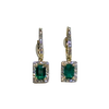 JE0224K - Emerald with Diamond Dangling Earrings Set in 18K Gold Setting