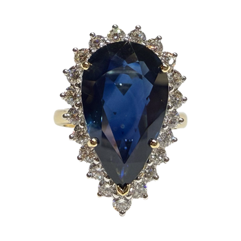 JR0319K - Blue Sapphire and Diamond Ring Set in 18K Gold Setting