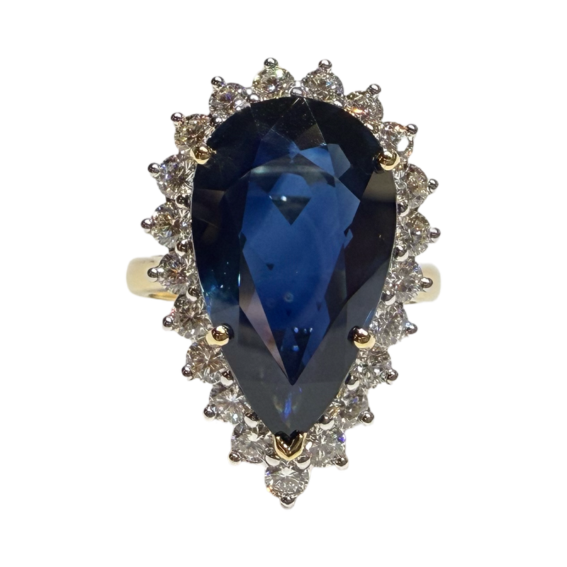 JR0319K - Blue Sapphire and Diamond Ring Set in 18K Gold Setting