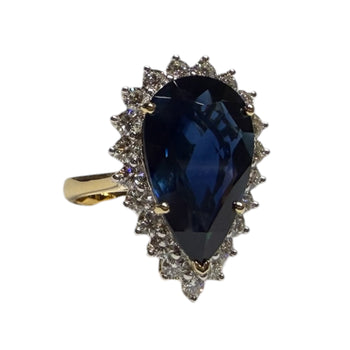 JR0319K - Blue Sapphire and Diamond Ring Set in 18K Gold Setting