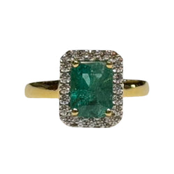 JR0353K - Emerald with Diamond Ring Set in 18K Gold Setting