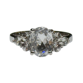 JR0318K - White Sapphire Ring Set in 18K White Gold Setting