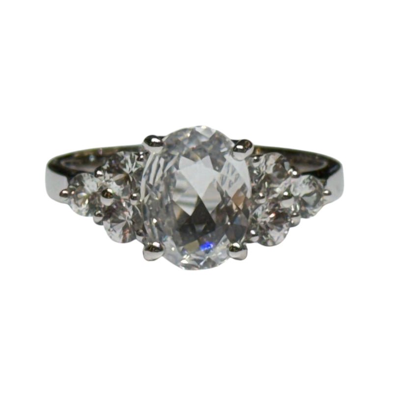 JR0318K - White Sapphire Ring Set in 18K White Gold Setting