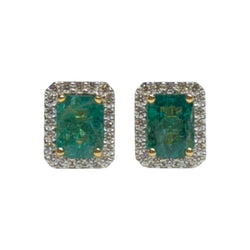JE0248K - Emerald with Diamond Earrings Set in 18K Gold Setting