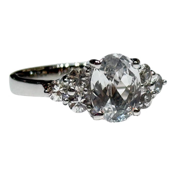 JR0318K - White Sapphire Ring Set in 18K White Gold Setting
