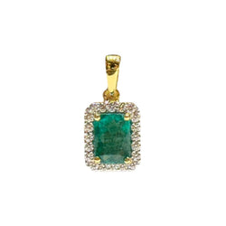 JP0080K - Emerald with Diamond Pendant Set in 18K Gold Setting