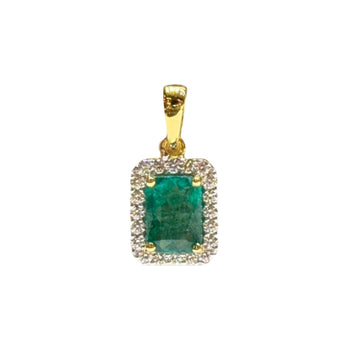 JP0080K - Emerald with Diamond Pendant Set in 18K Gold Setting