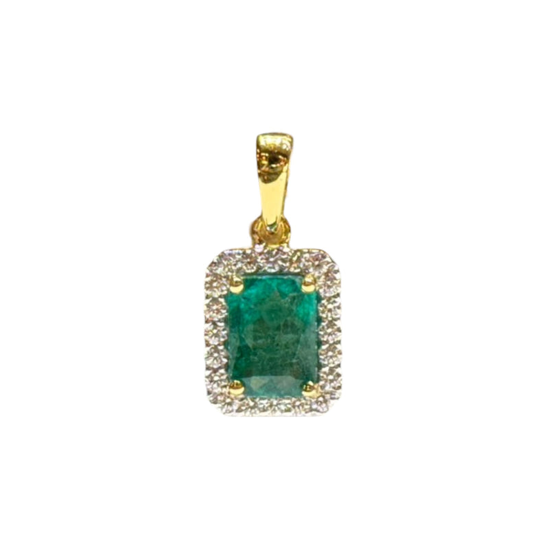 JP0080K - Emerald with Diamond Pendant Set in 18K Gold Setting