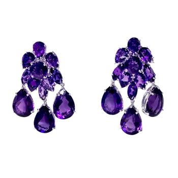 JE0435M - Amethyst Earrings set in 18K White Gold Setting