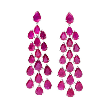 JE0183L - Ruby Earrings set in 18K White Gold Setting