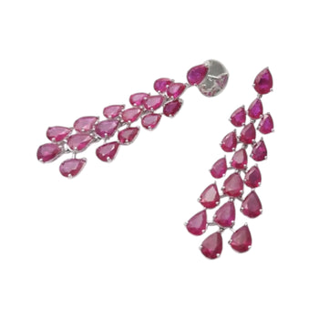 JE0183L - Ruby Earrings set in 18K White Gold Setting