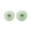 JE0205L - Jade with Blue Sapphire Earrings set in 18K Gold Setting