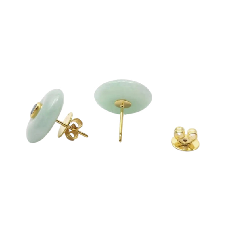 JE0205L - Jade with Blue Sapphire Earrings set in 18K Gold Setting